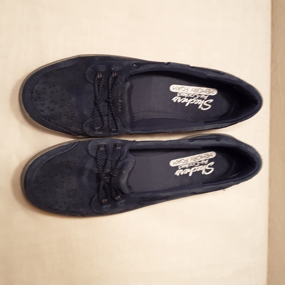 Skechers Womans SN 100205 Navy Blue Suede Shoes - Picture 2 of 11